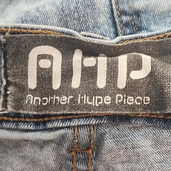 AHP Another Hype Piece Blue Denim Distressed Acid Wash Stretch Skinny Jean 36x34 - Picture 13 of 16
